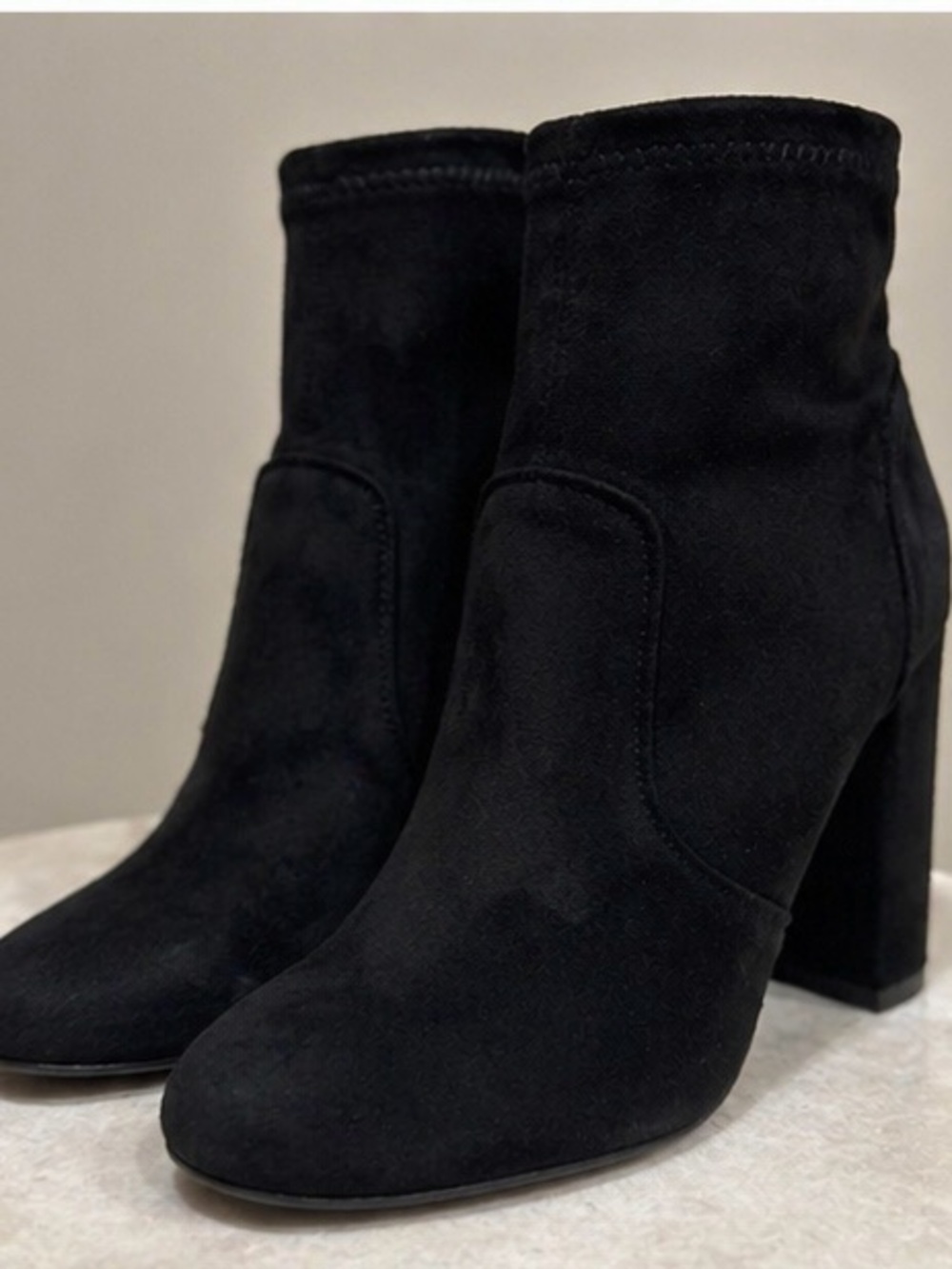 Aldo Black Suede Block Heel Ankle Boots